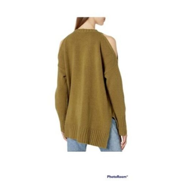 Bcbg Maxazria Steffe Gold Lambswool Blend Cold Shoulder Knit Sweater Chunky XS - Picture 1 of 8